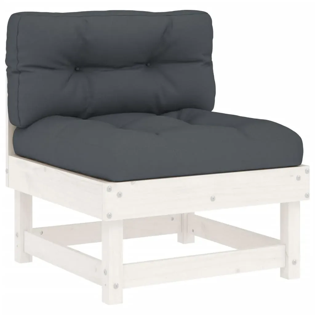 6 Piece Garden Lounge Set with Cushions White Solid Wood Price