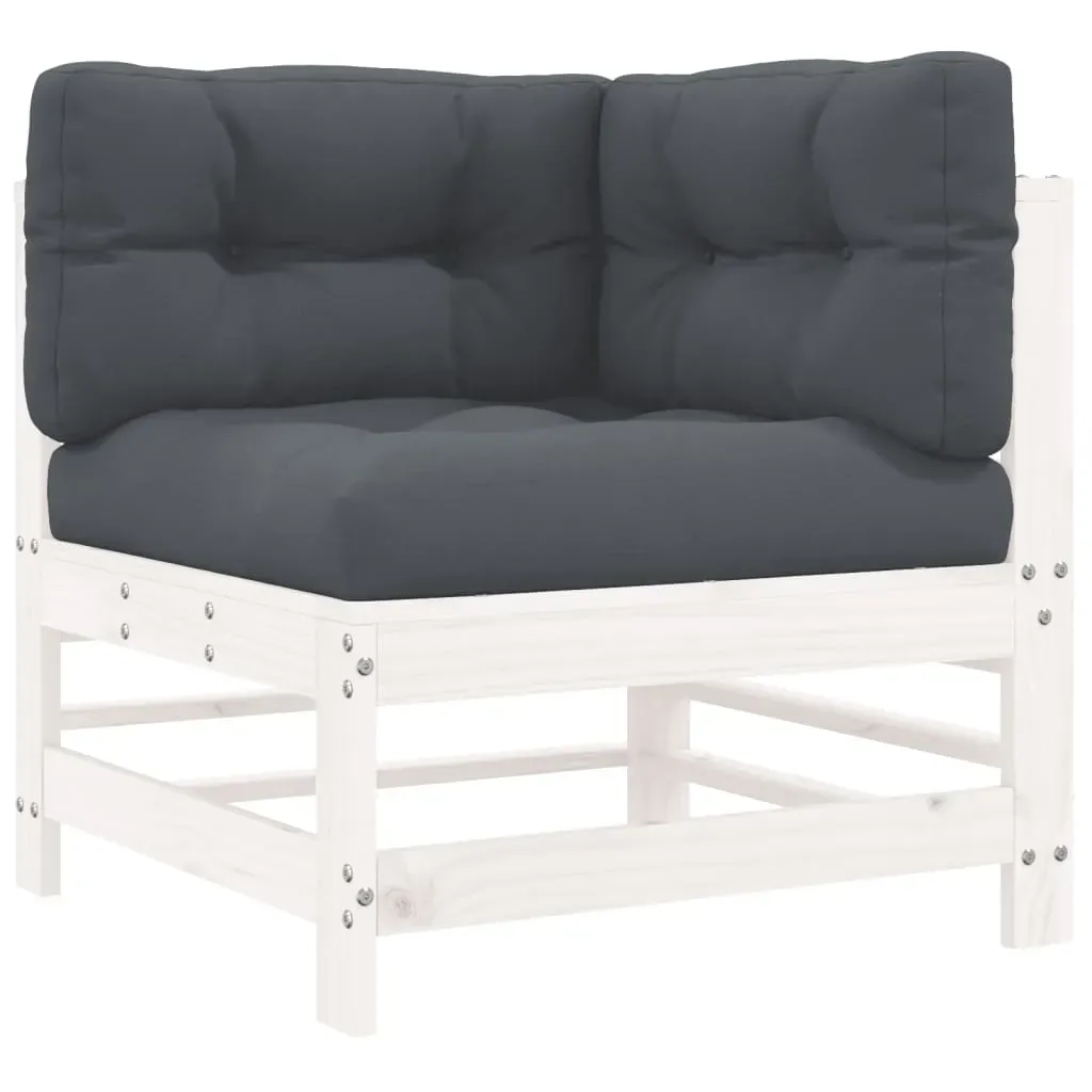 6 Piece Garden Lounge Set with Cushions White Solid Wood Price
