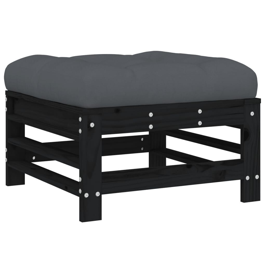 6 Piece Garden Lounge Set with Cushions Black Solid Wood Price