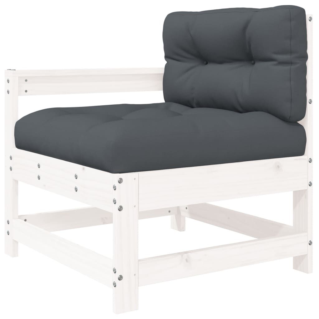 7 Piece Garden Lounge Set with Cushions White Solid Wood Price