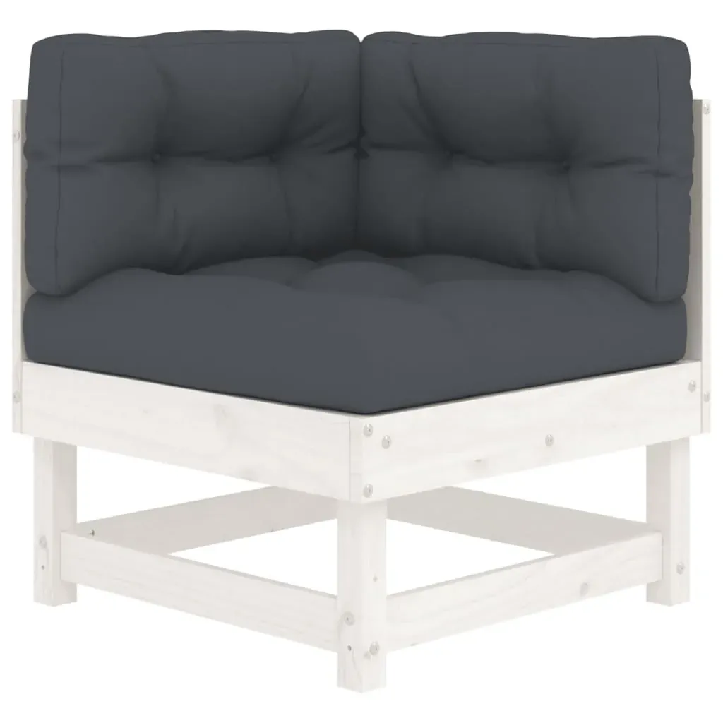 7 Piece Garden Lounge Set with Cushions White Solid Wood Price