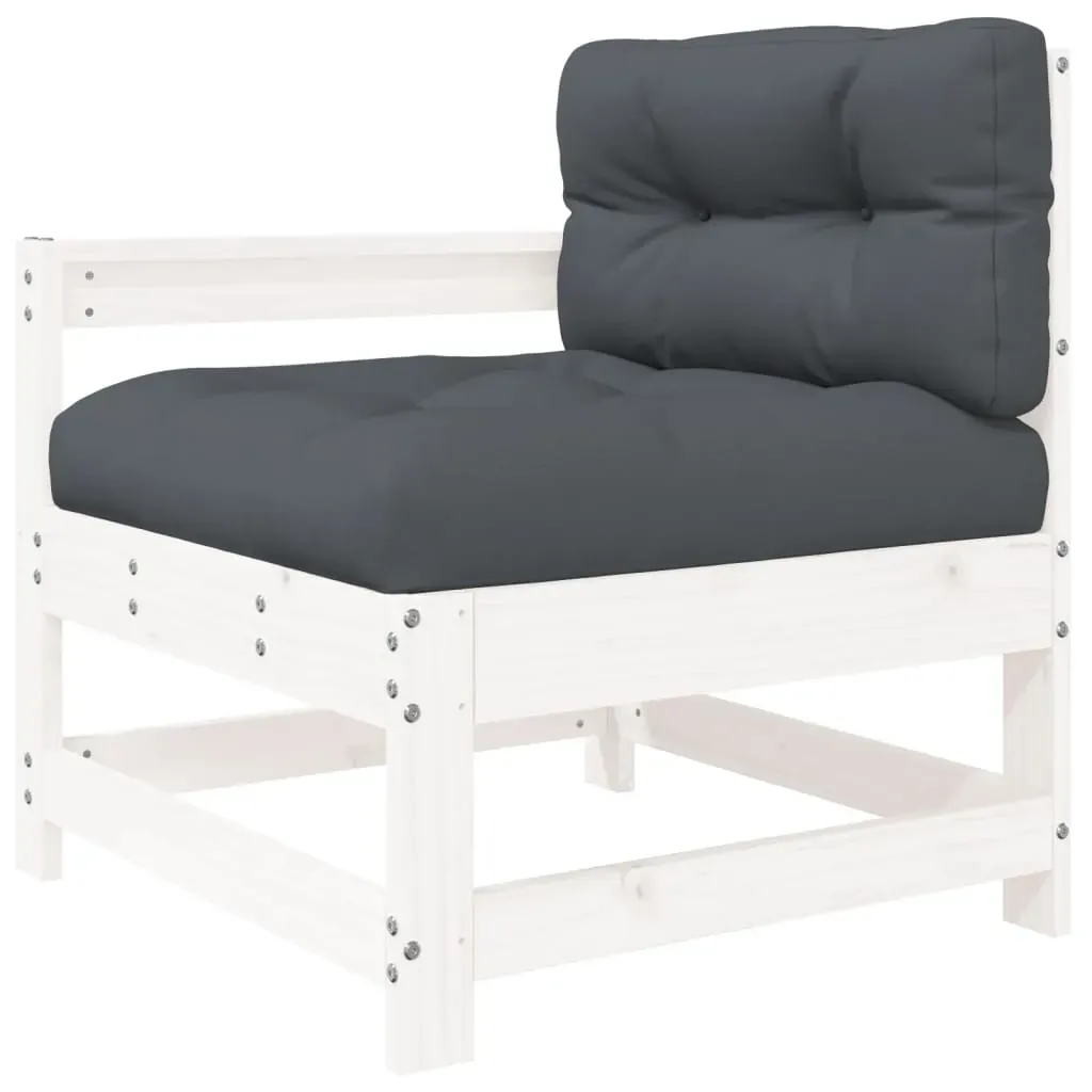 6 Piece Garden Lounge Set with Cushions White Solid Wood Price