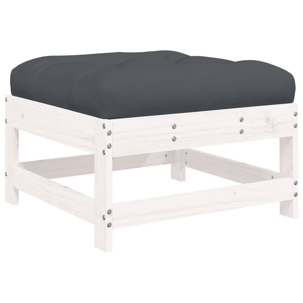 4 Piece Garden Lounge Set with Cushions White Solid Wood Price
