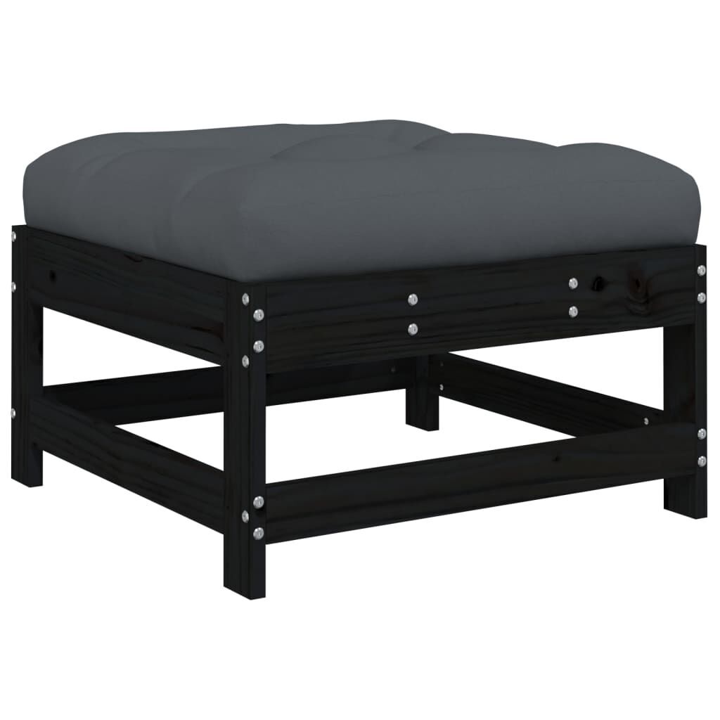 4 Piece Garden Lounge Set with Cushions Black Solid Wood Price
