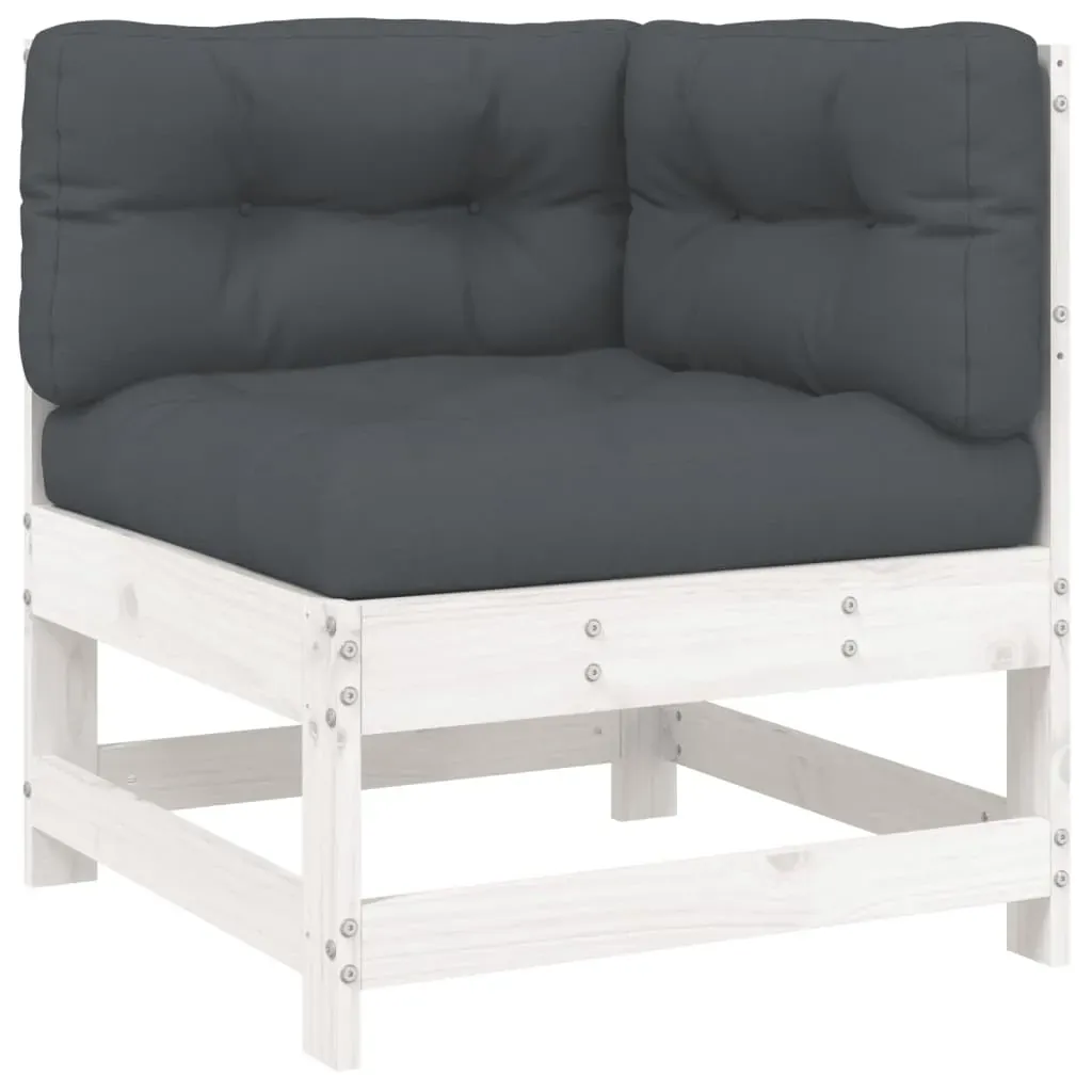 5 Piece Garden Lounge Set with Cushions White Solid Wood Price
