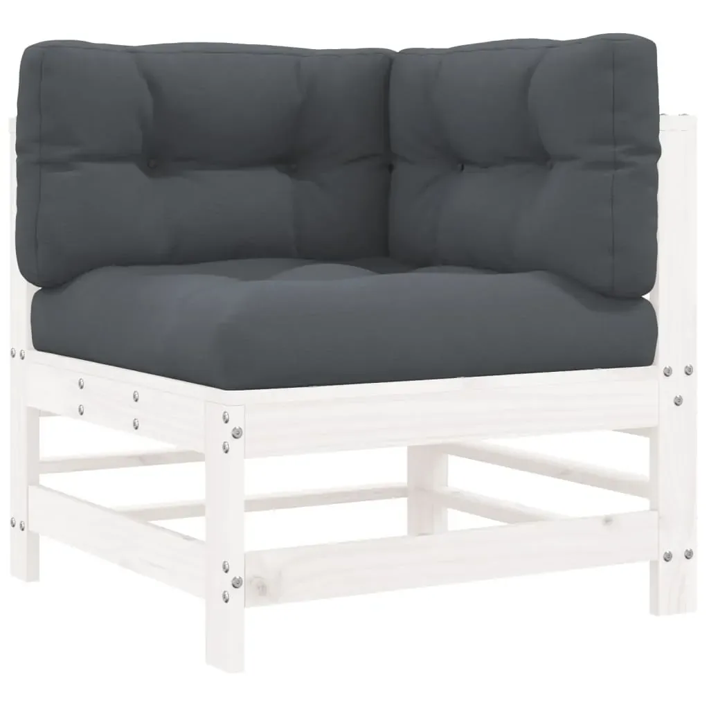 5 Piece Garden Lounge Set with Cushions White Solid Wood Price