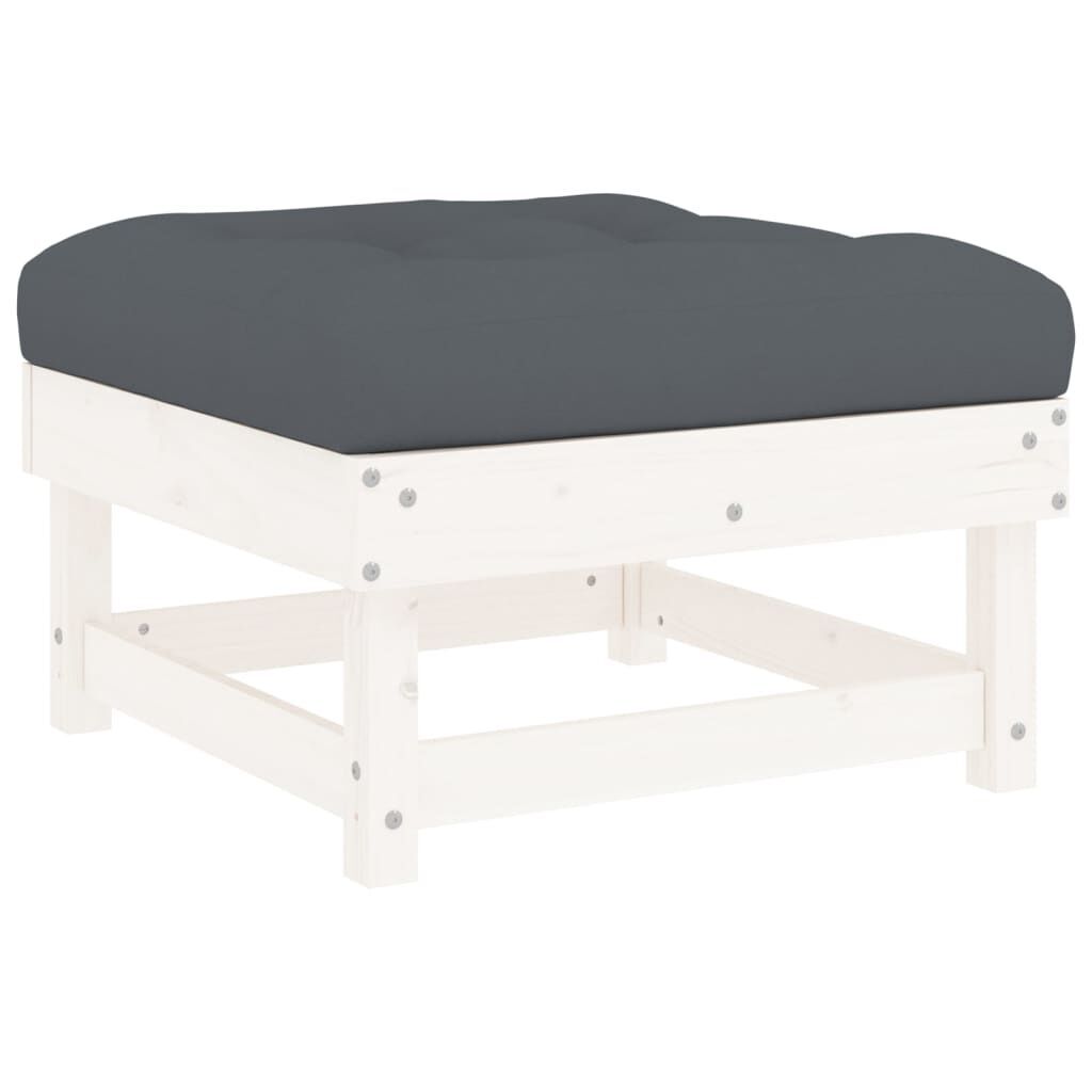 10 Piece Garden Lounge Set with Cushions White Solid Wood Price