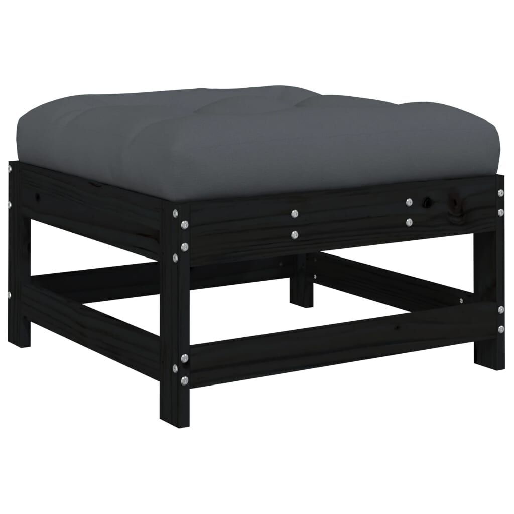 10 Piece Garden Lounge Set with Cushions Black Solid Wood Price