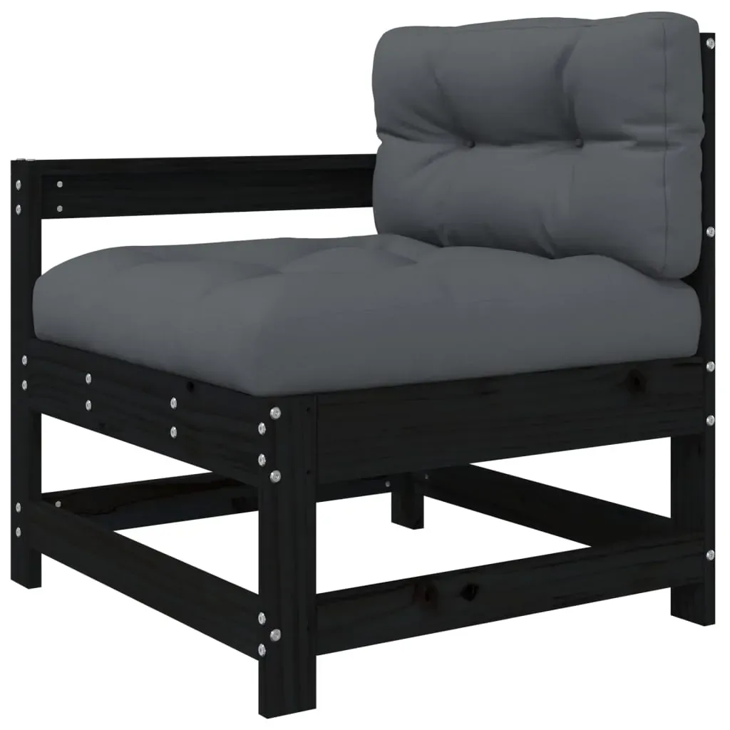 10 Piece Garden Lounge Set with Cushions Black Solid Wood Price