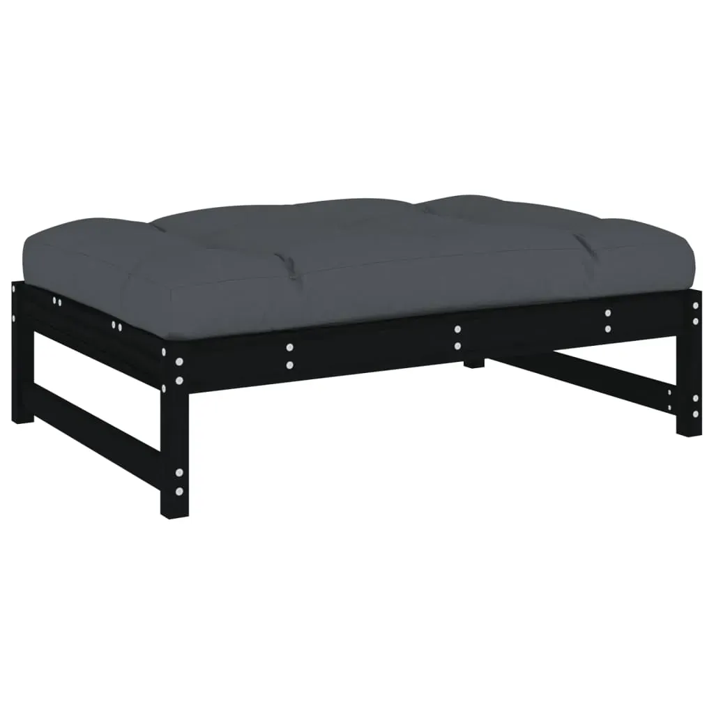 2 Piece Garden Lounge Set with Cushions Black Solid Wood Price