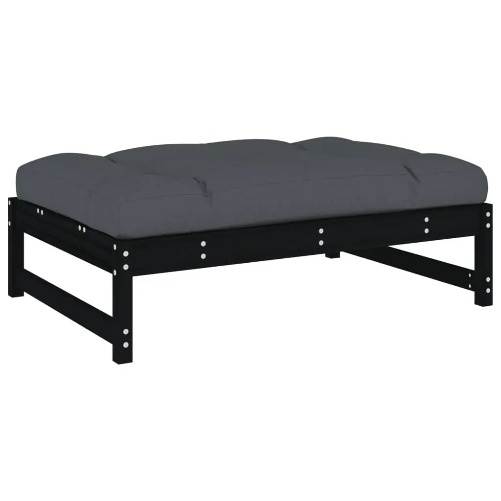 6 Piece Garden Lounge Set with Cushions Black Solid Wood Price