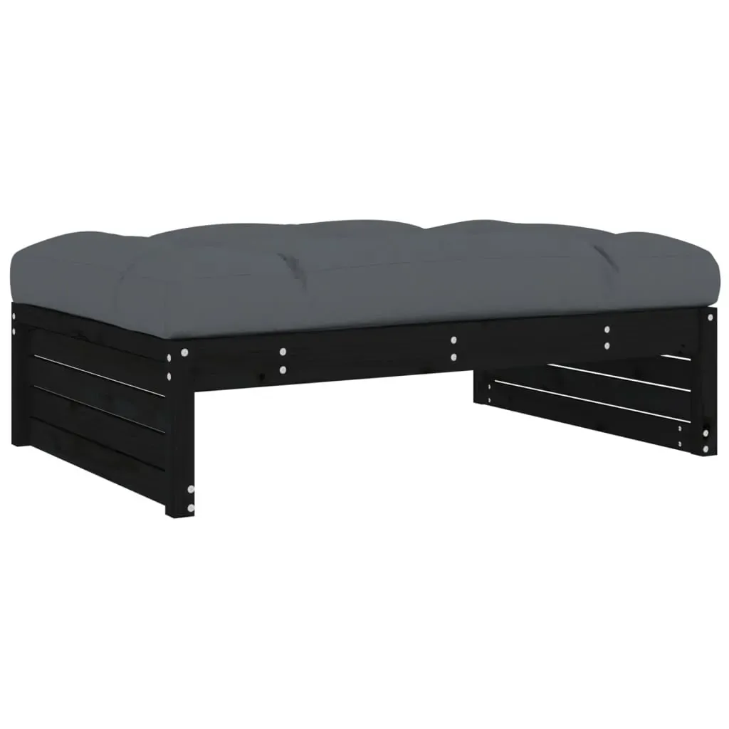 4 Piece Garden Lounge Set with Cushions Black Solid Wood Price