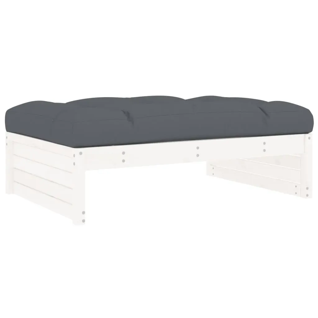 5 Piece Garden Lounge Set with Cushions White Solid Wood Price