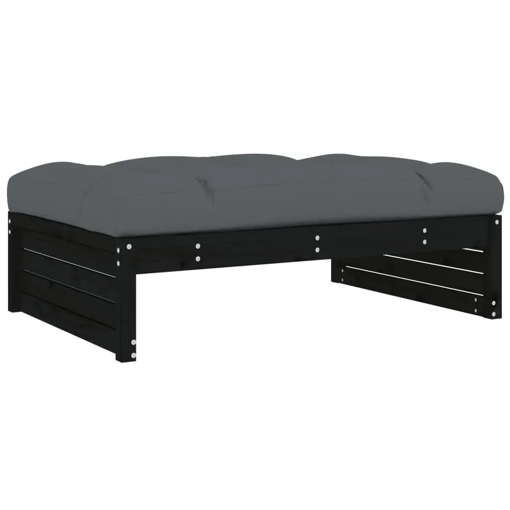 6 Piece Garden Lounge Set with Cushions Black Solid Wood Price