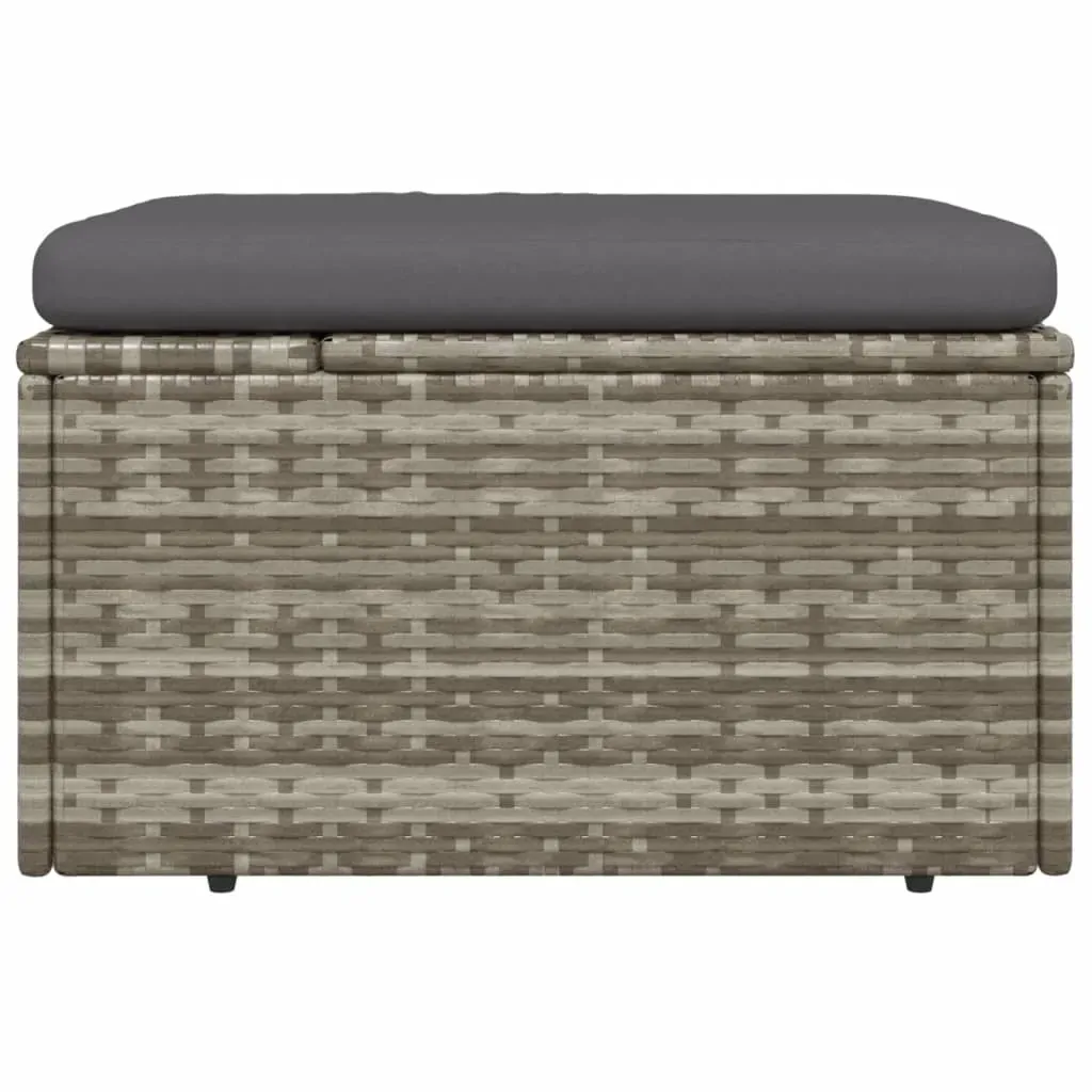 Garden Footrest with Cushion Grey 55x55x30 cm Poly Rattan Price