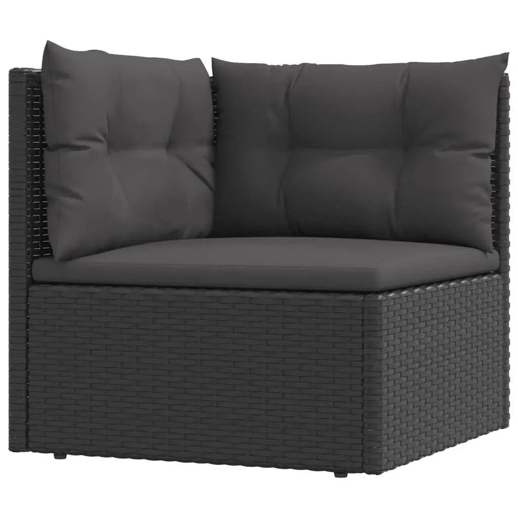 8 Piece Garden Lounge Set with Cushions Black Poly Rattan Price