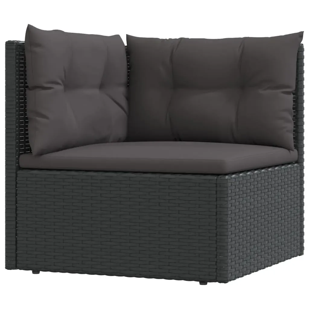 7 Piece Garden Lounge Set with Cushions Black Poly Rattan Price