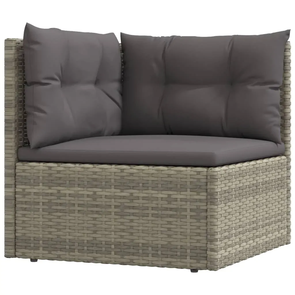 7 Piece Garden Lounge Set with Cushions Grey Poly Rattan Price