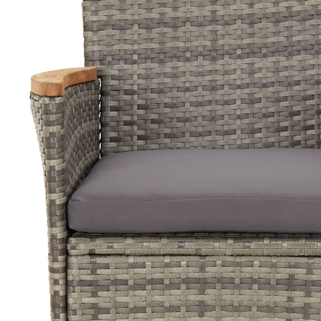 7 Piece Garden Dining Set with Cushions Grey Poly Rattan Price