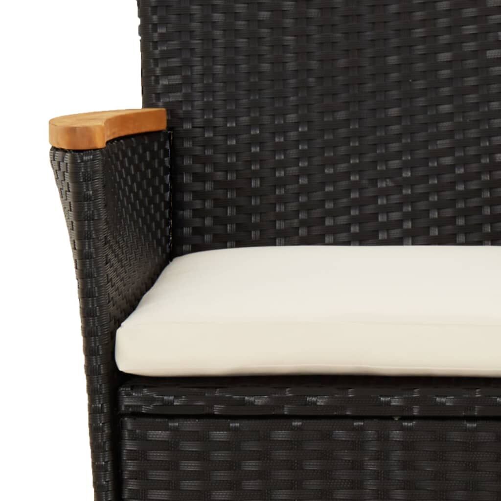 7 Piece Garden Dining Set with Cushions Black Poly Rattan Price