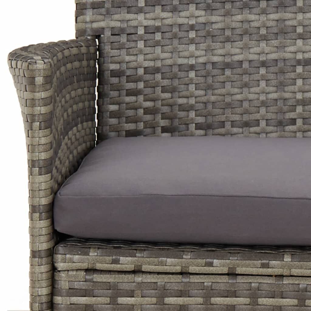 3 Piece Garden Bistro Set with Cushions Grey Poly Rattan Price
