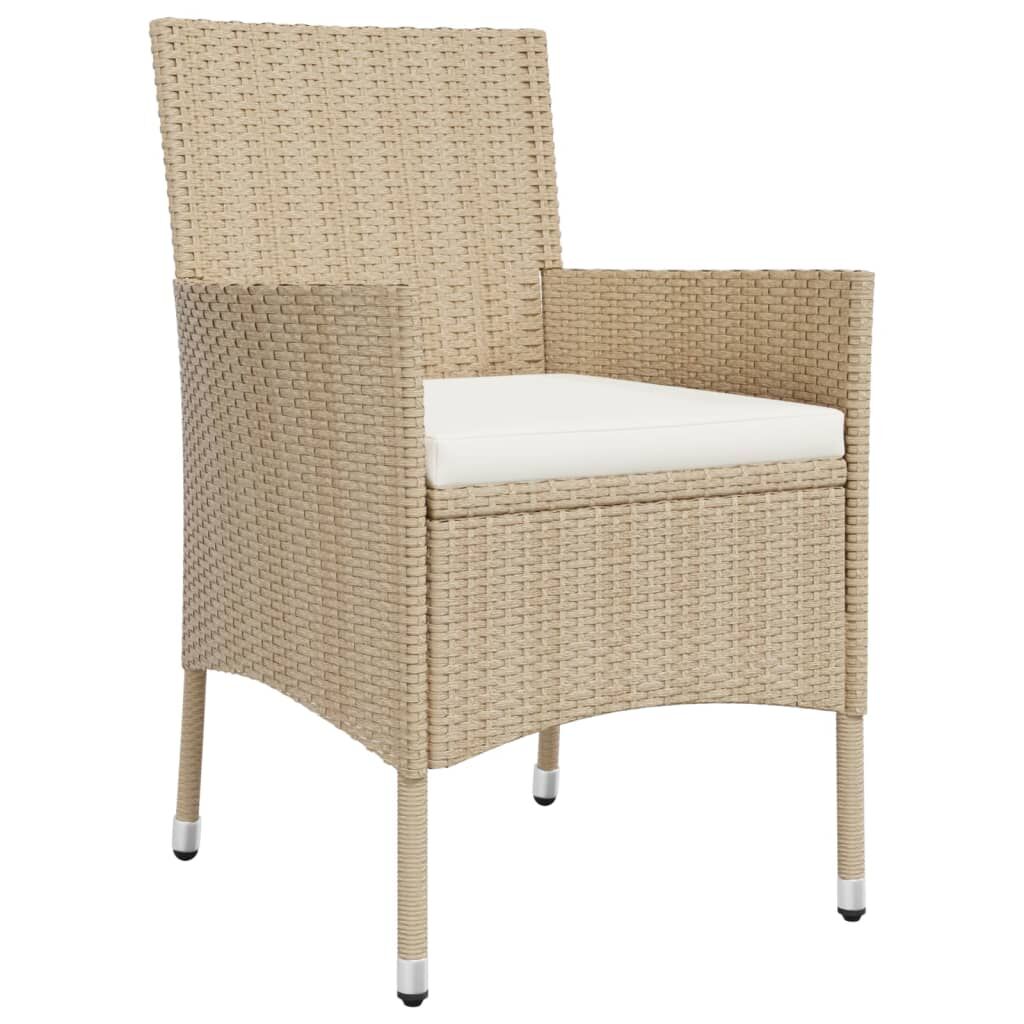 3 Piece Garden Bistro Set with Cushions Beige Poly Rattan Price