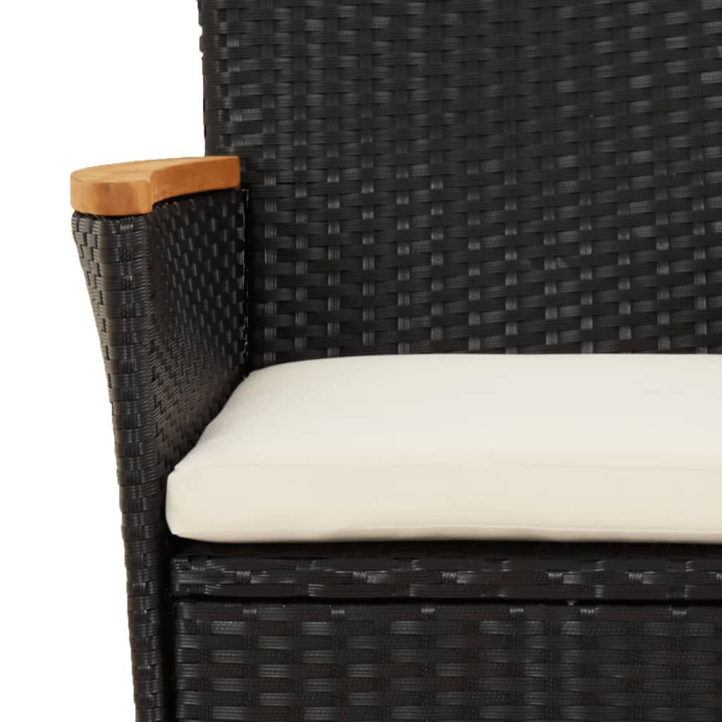 3 Piece Garden Bistro Set with Cushions Black Poly Rattan Price