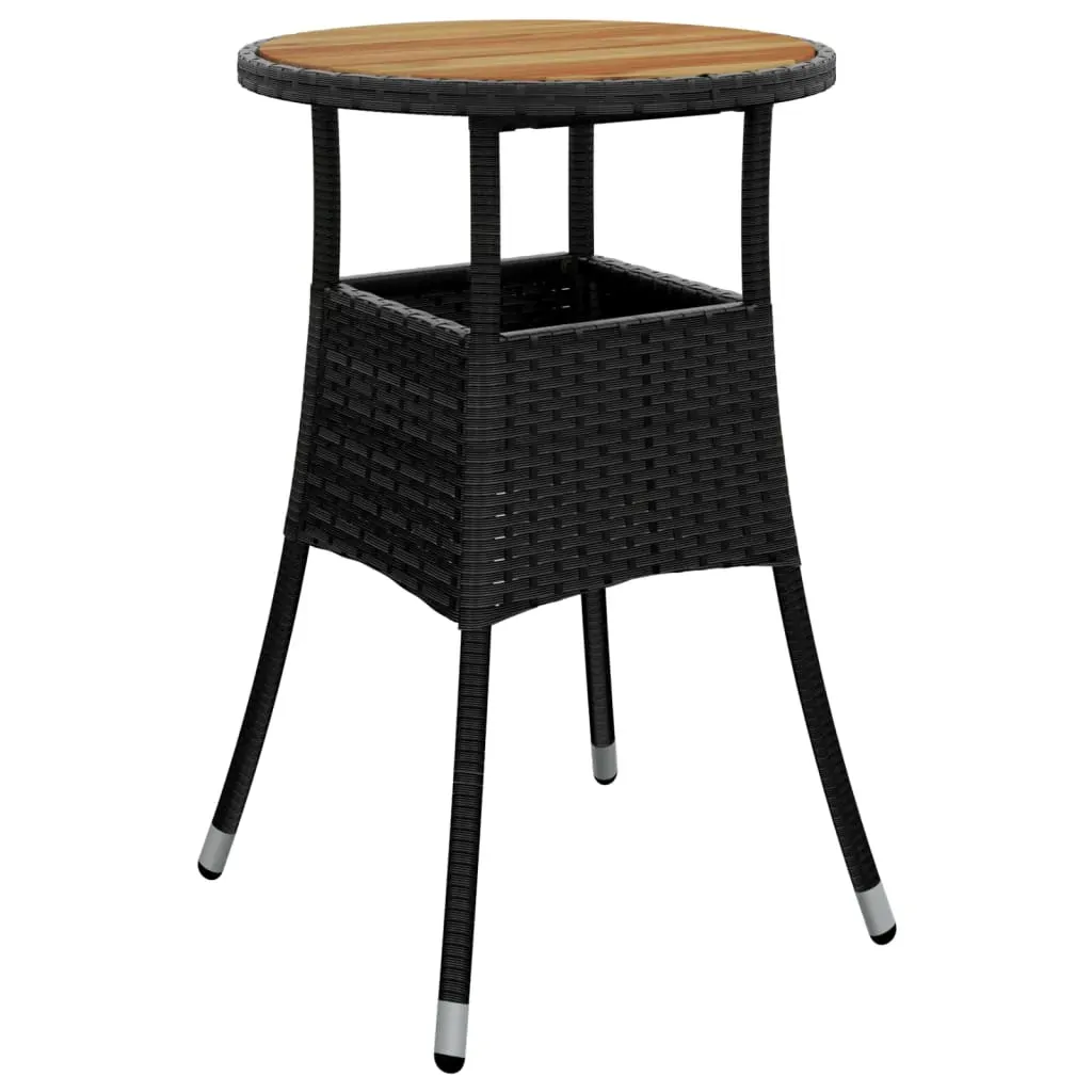 5 Piece Garden Bistro Set with Cushions Black Poly Rattan Price