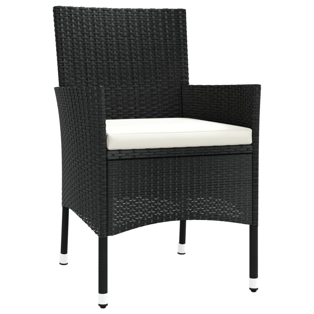 5 Piece Garden Bistro Set with Cushions Black Poly Rattan Price