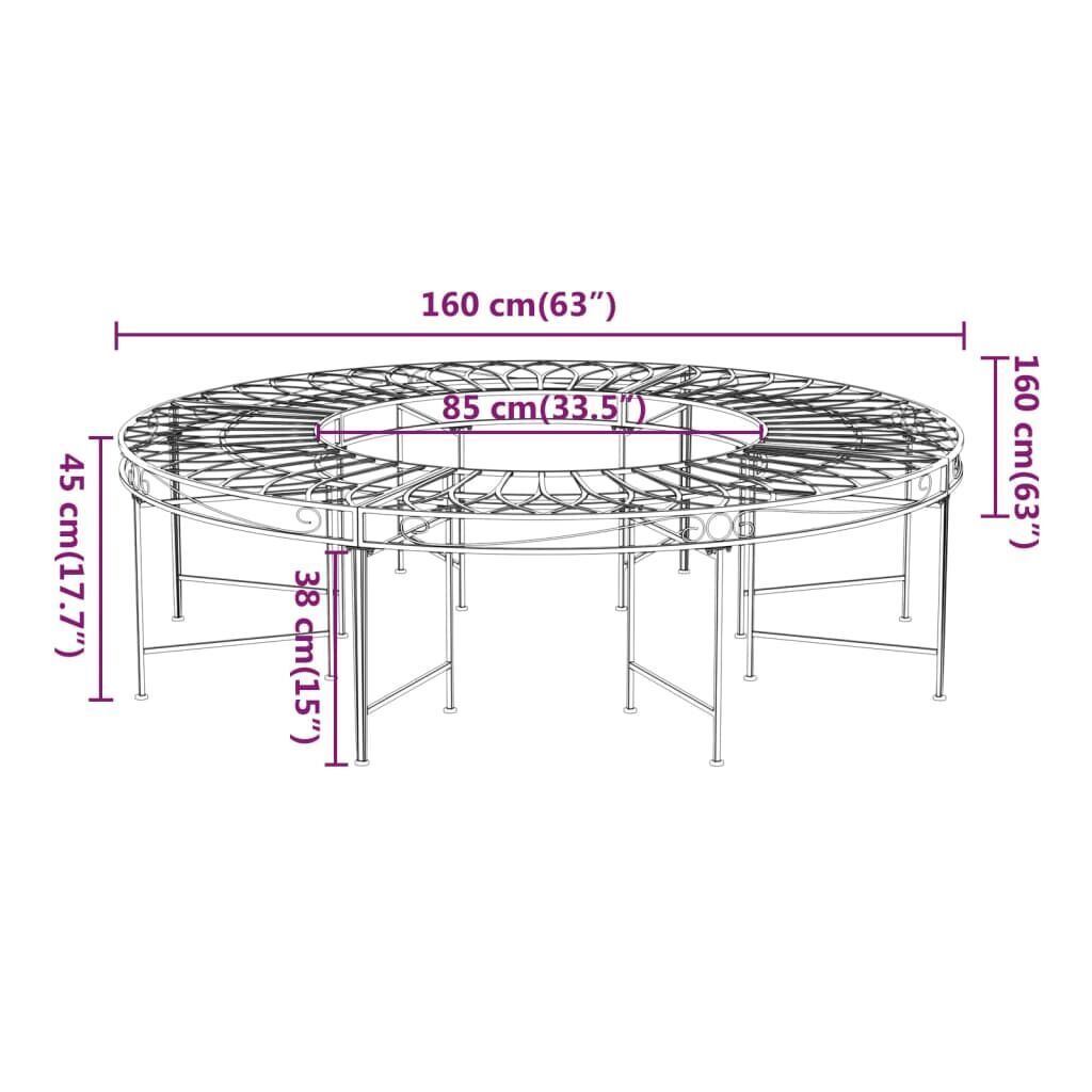 Round Tree Bench Ø160 cm Black Steel Price