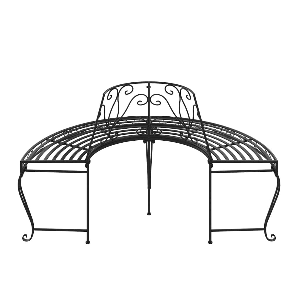 Half Round Tree Bench Ø160 cm Black Steel Price