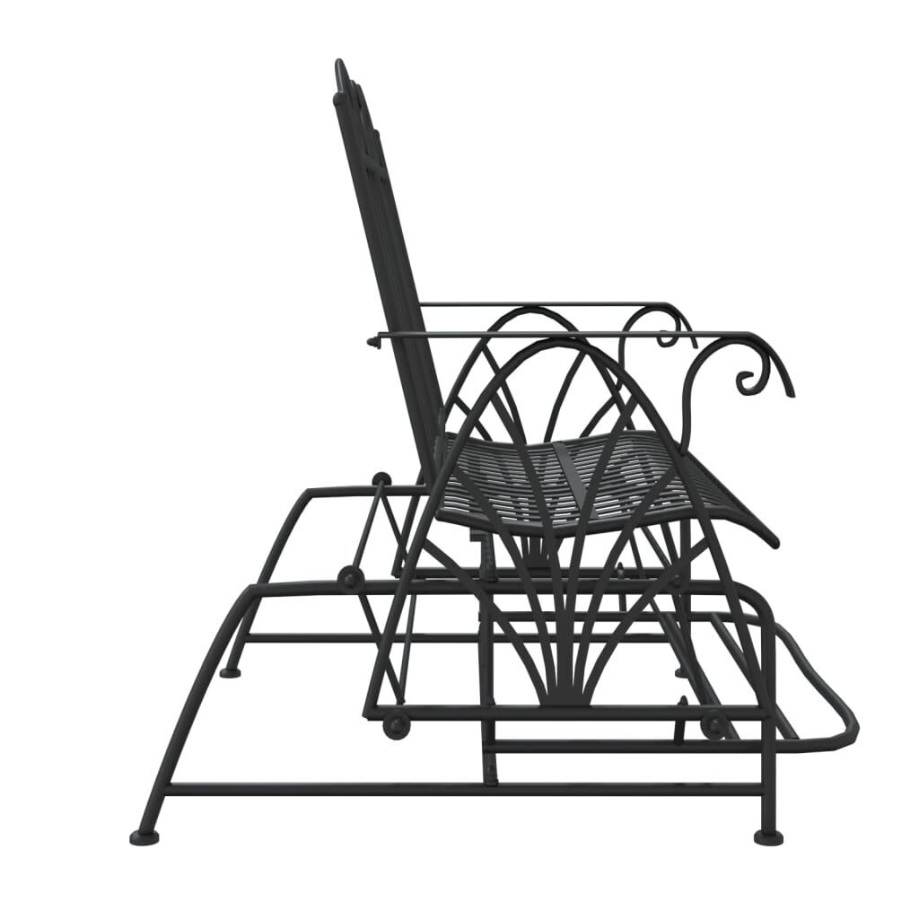 2-Seater Glider Bench 114 cm Black Steel Price