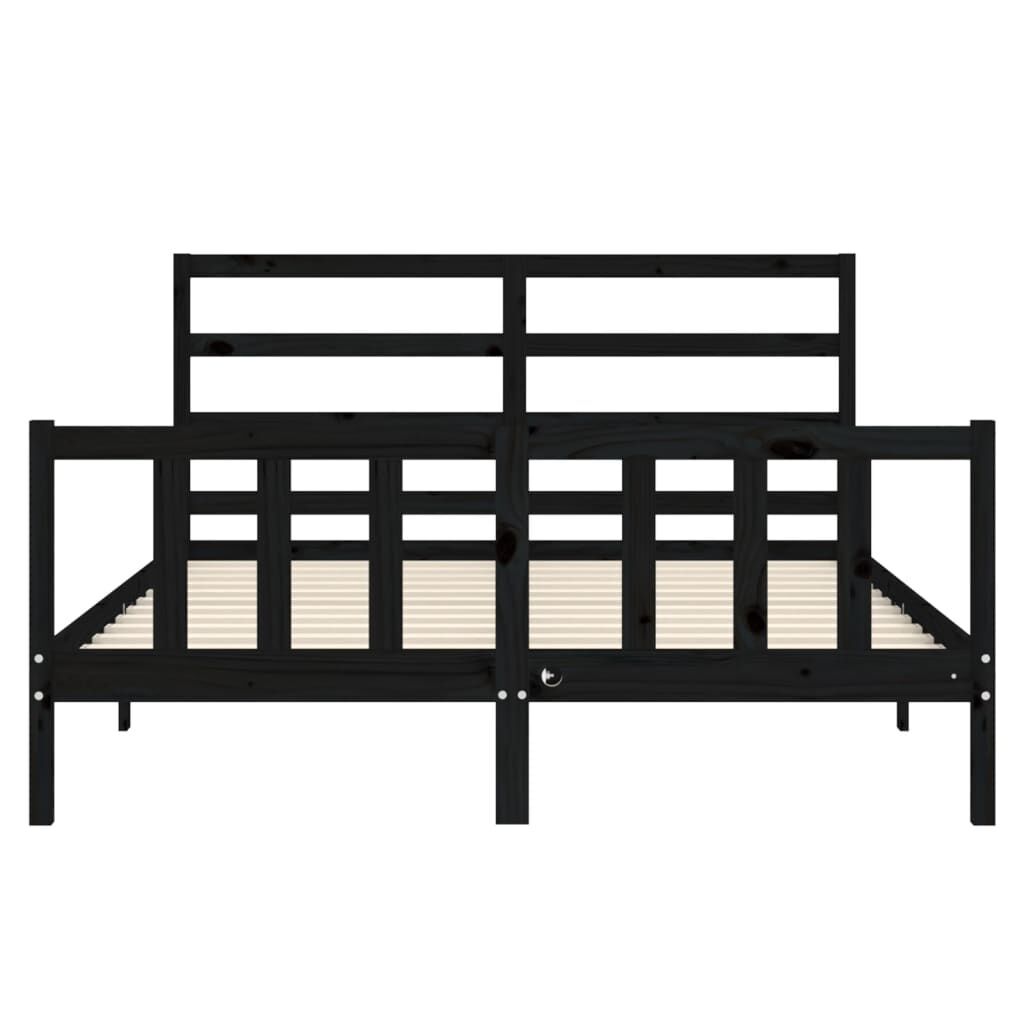 Bed Frame without Mattress Black 150x200 cm Solid Wood Pine Price