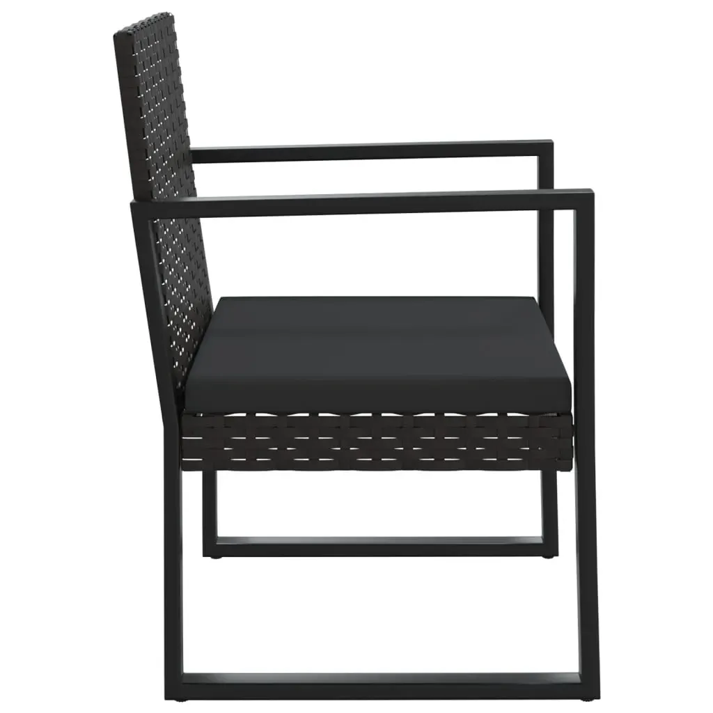 3 Piece Garden Lounge Set with Cushions Black Poly Rattan Price