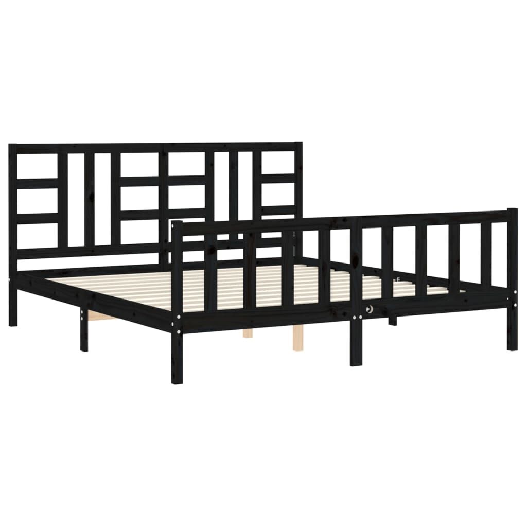 Bed Frame without Mattress Black 183x203 cm King Solid Wood Pine Price