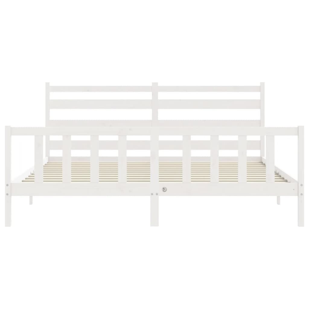 Bed Frame without Mattress White 183x203 cm King Solid Wood Pine Price