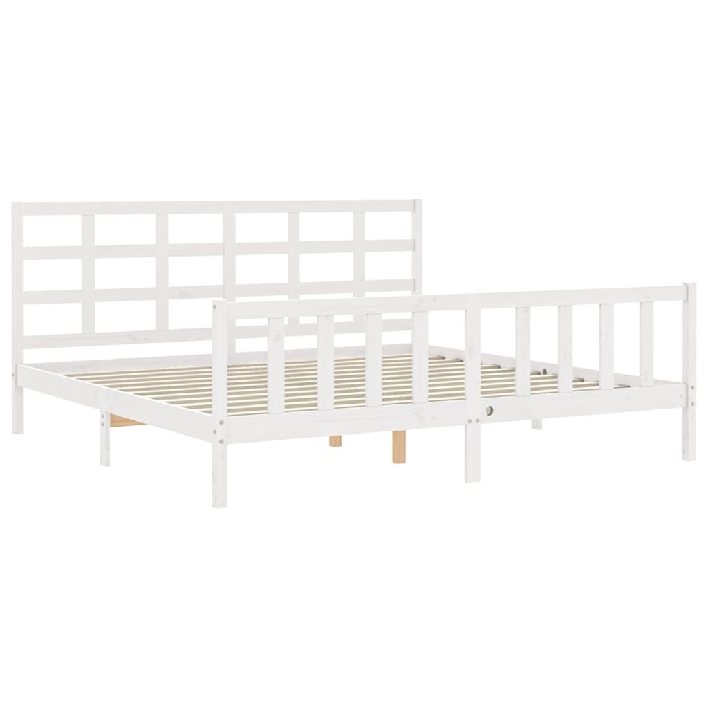 Bed Frame without Mattress White 183x203 cm King Solid Wood Pine Price