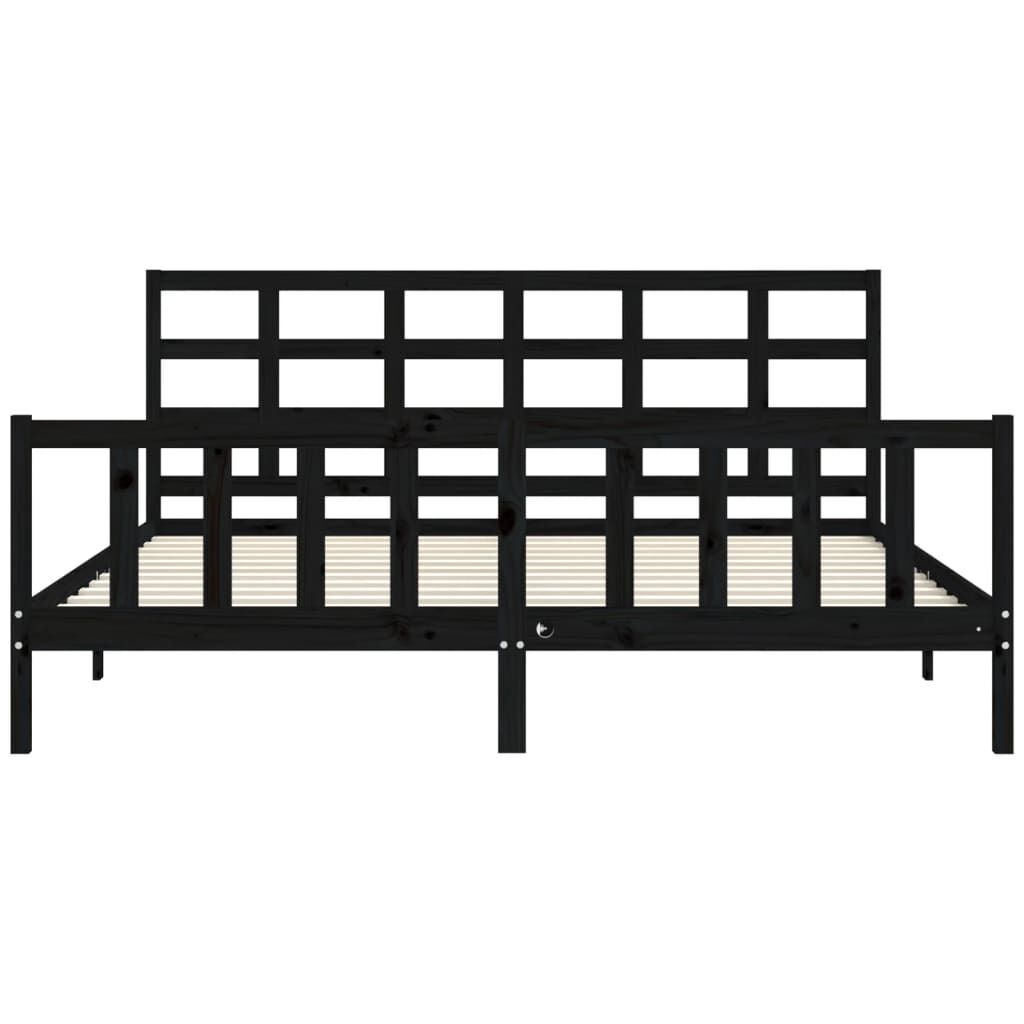 Bed Frame without Mattress Black 183x203 cm King Solid Wood Pine Price