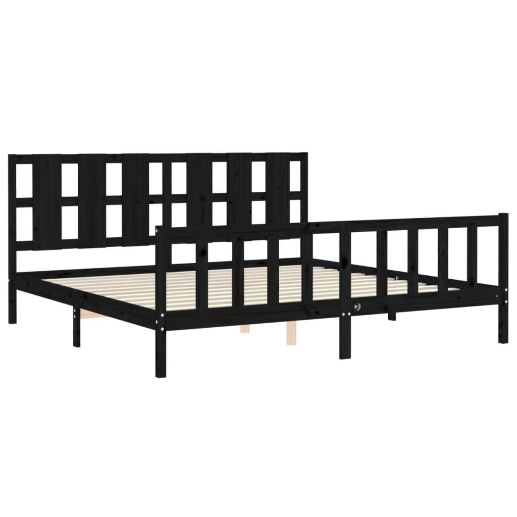 Bed Frame without Mattress Black 183x203 cm King Solid Wood Pine Price
