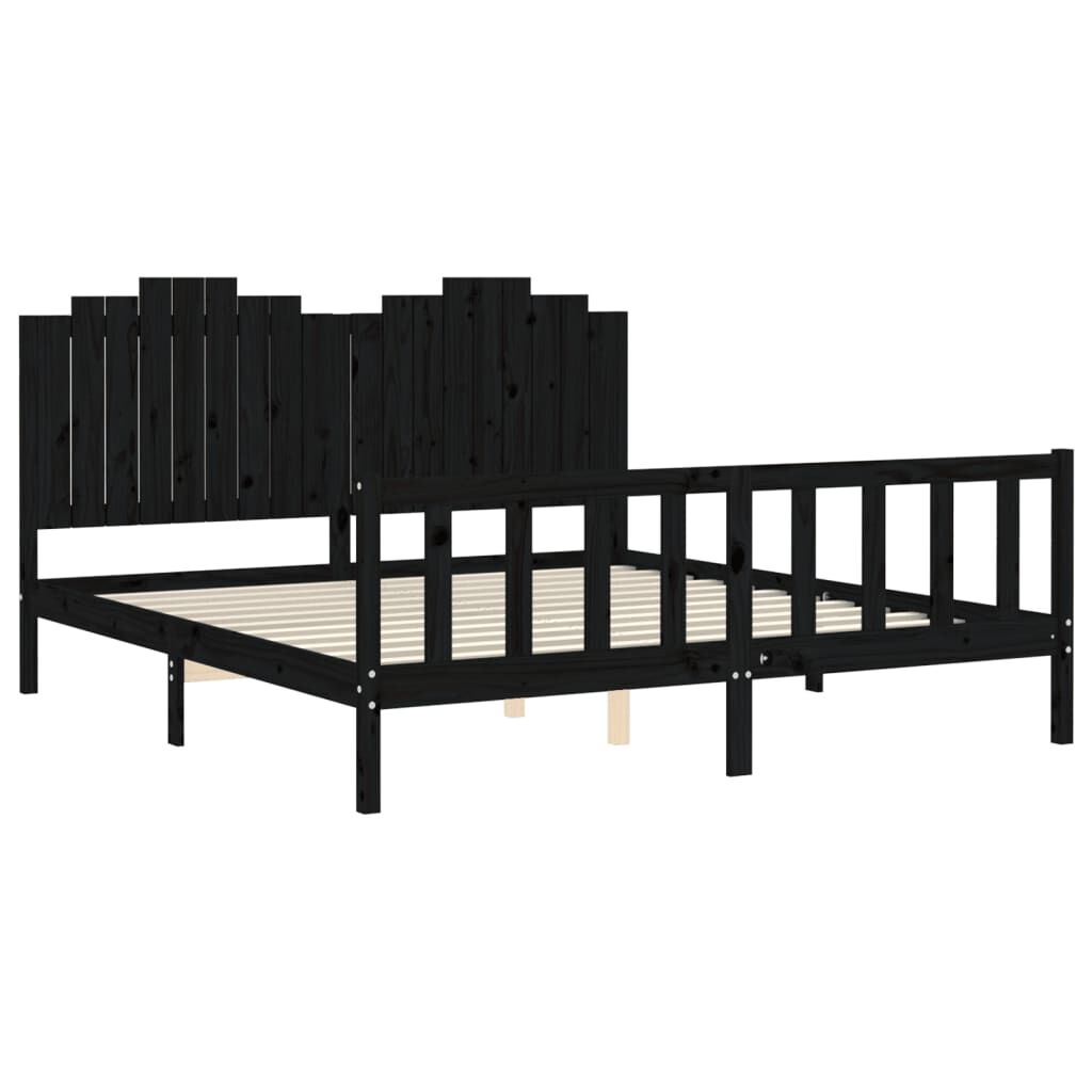Bed Frame without Mattress Black 183x203 cm King Solid Wood Pine Price
