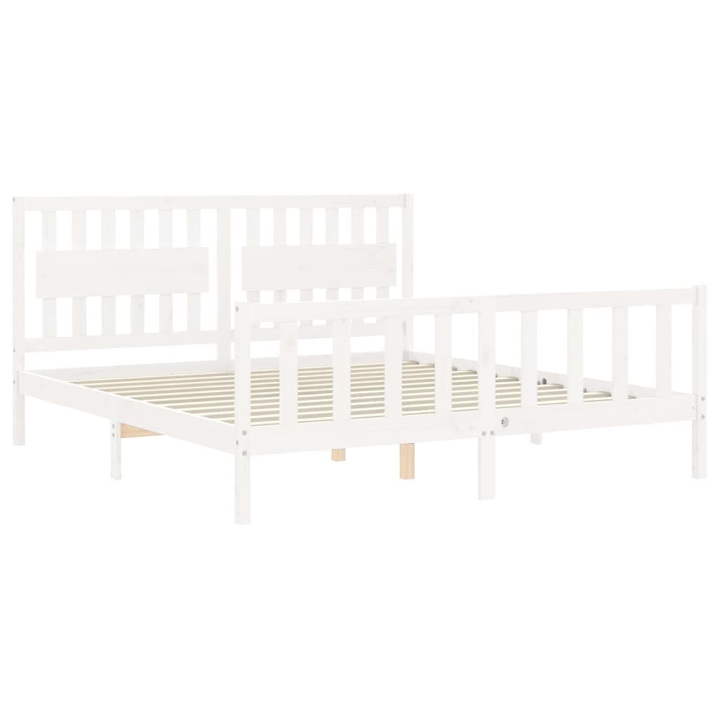 Bed Frame without Mattress White 183x203 cm King Solid Wood Pine Price