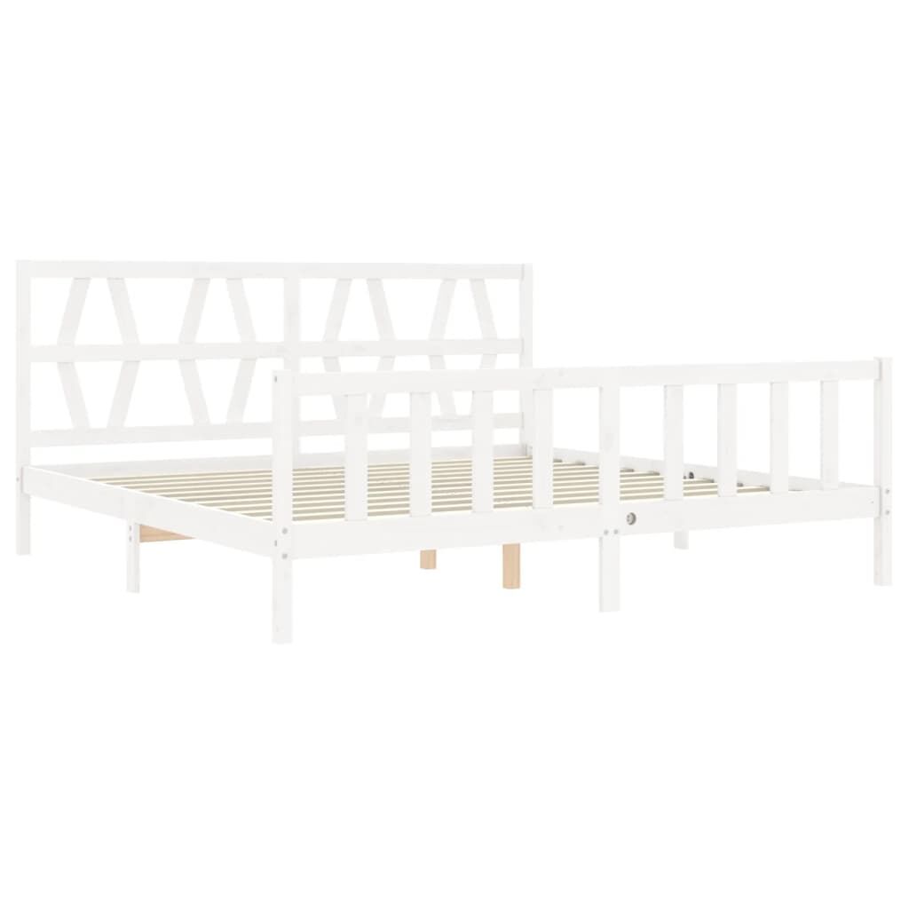 Bed Frame without Mattress White 183x203 cm King Solid Wood Pine Price