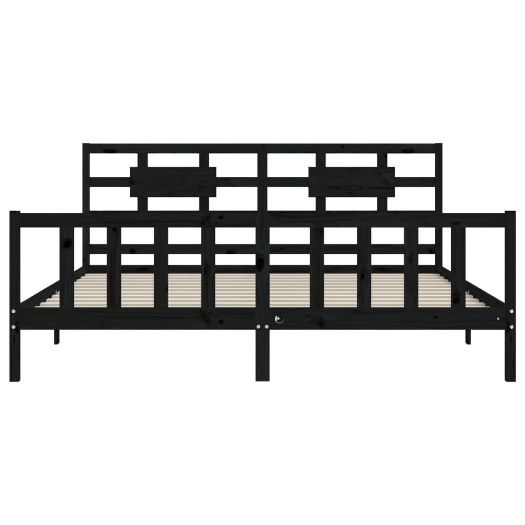 Bed Frame without Mattress Black 183x203 cm King Solid Wood Pine Price