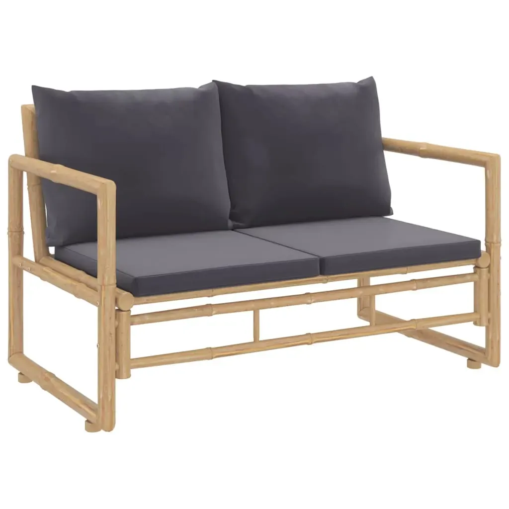 2 Piece Garden Lounge Set with Dark Grey Cushions Bamboo Price