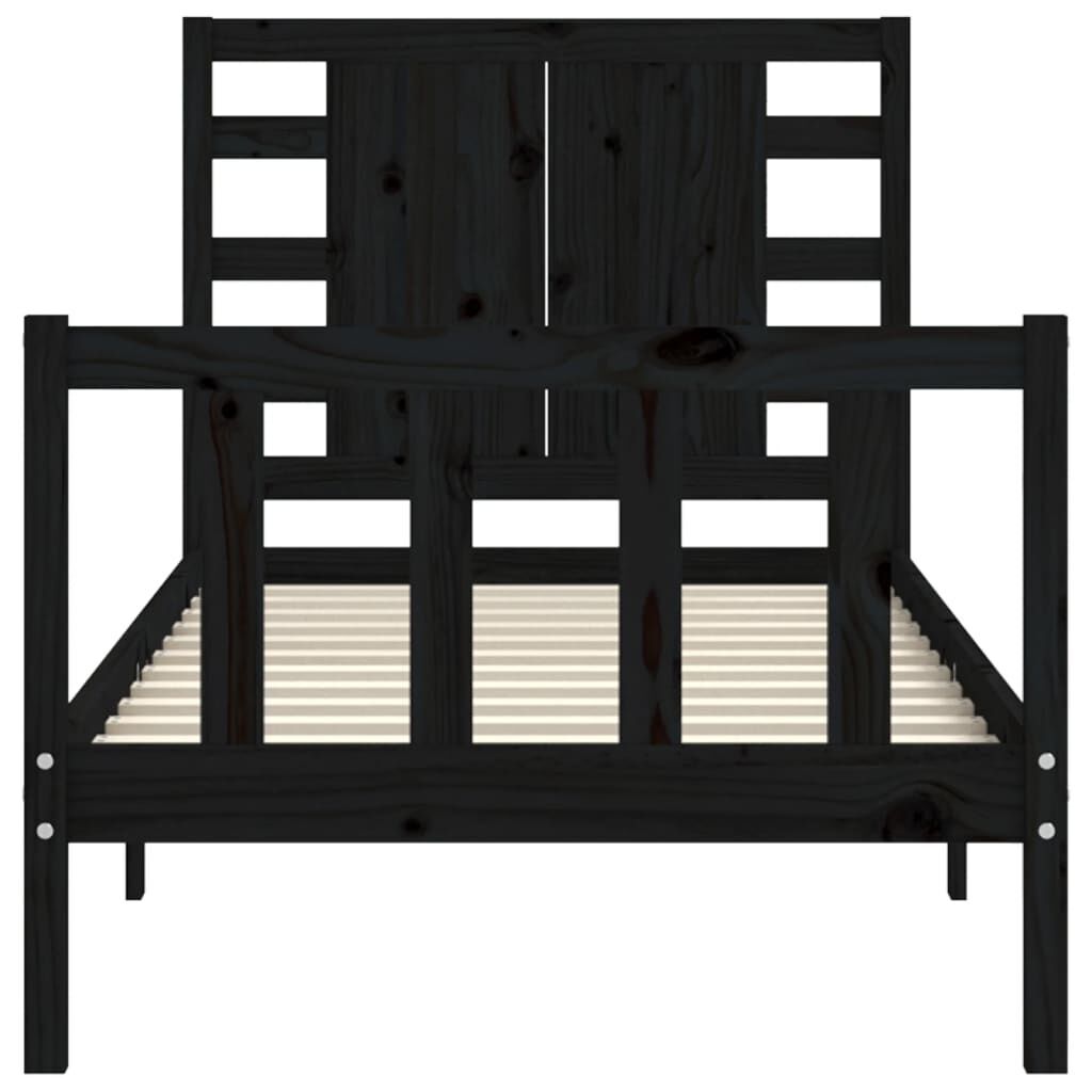 Bed Frame without Mattress Black 90x190 cm Solid Wood Pine Price