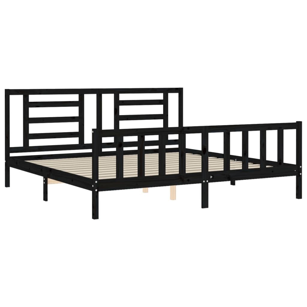 Bed Frame without Mattress Black 183x203 cm King Solid Wood Pine Price