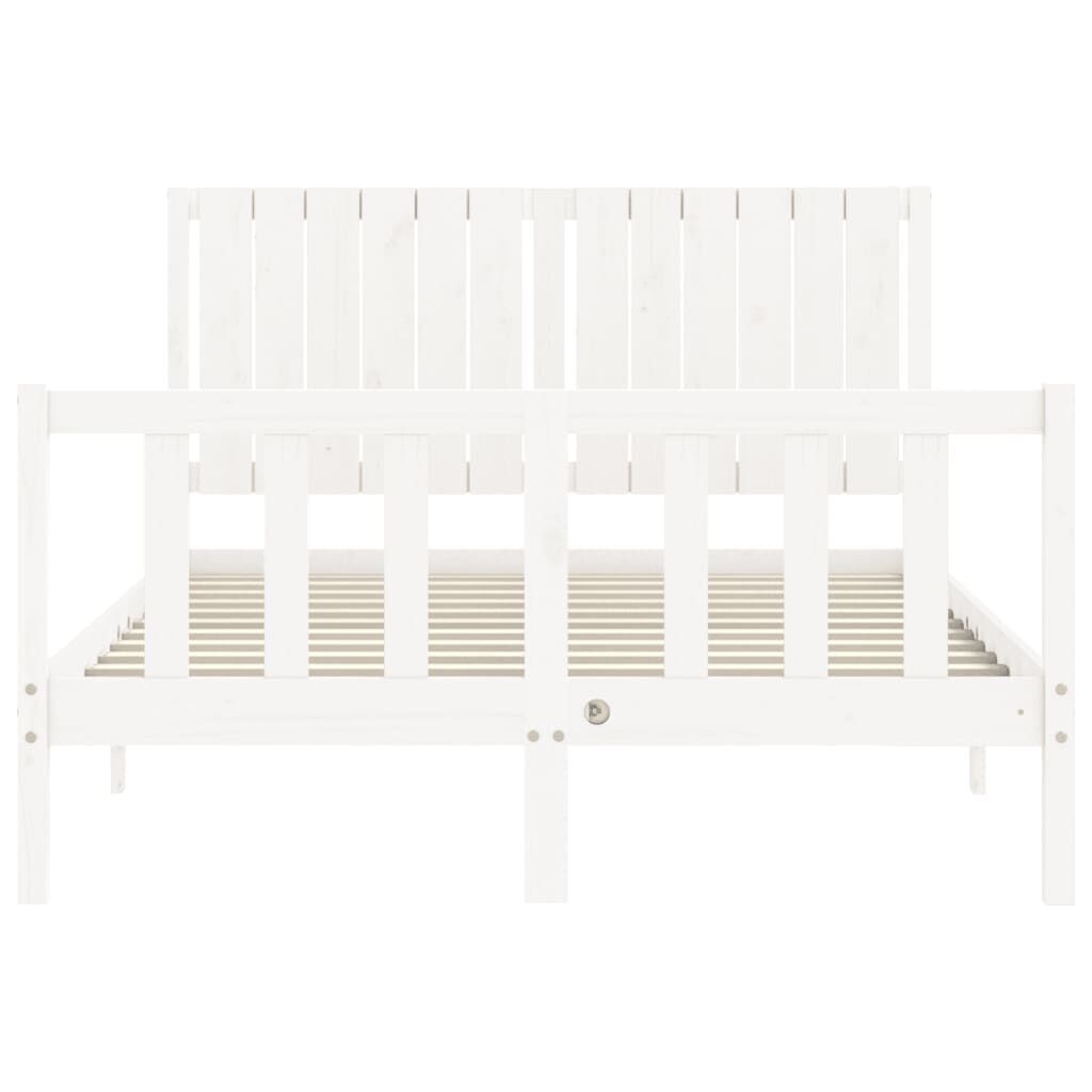 Bed Frame without Mattress White 135x190 cm Solid Wood Pine Price