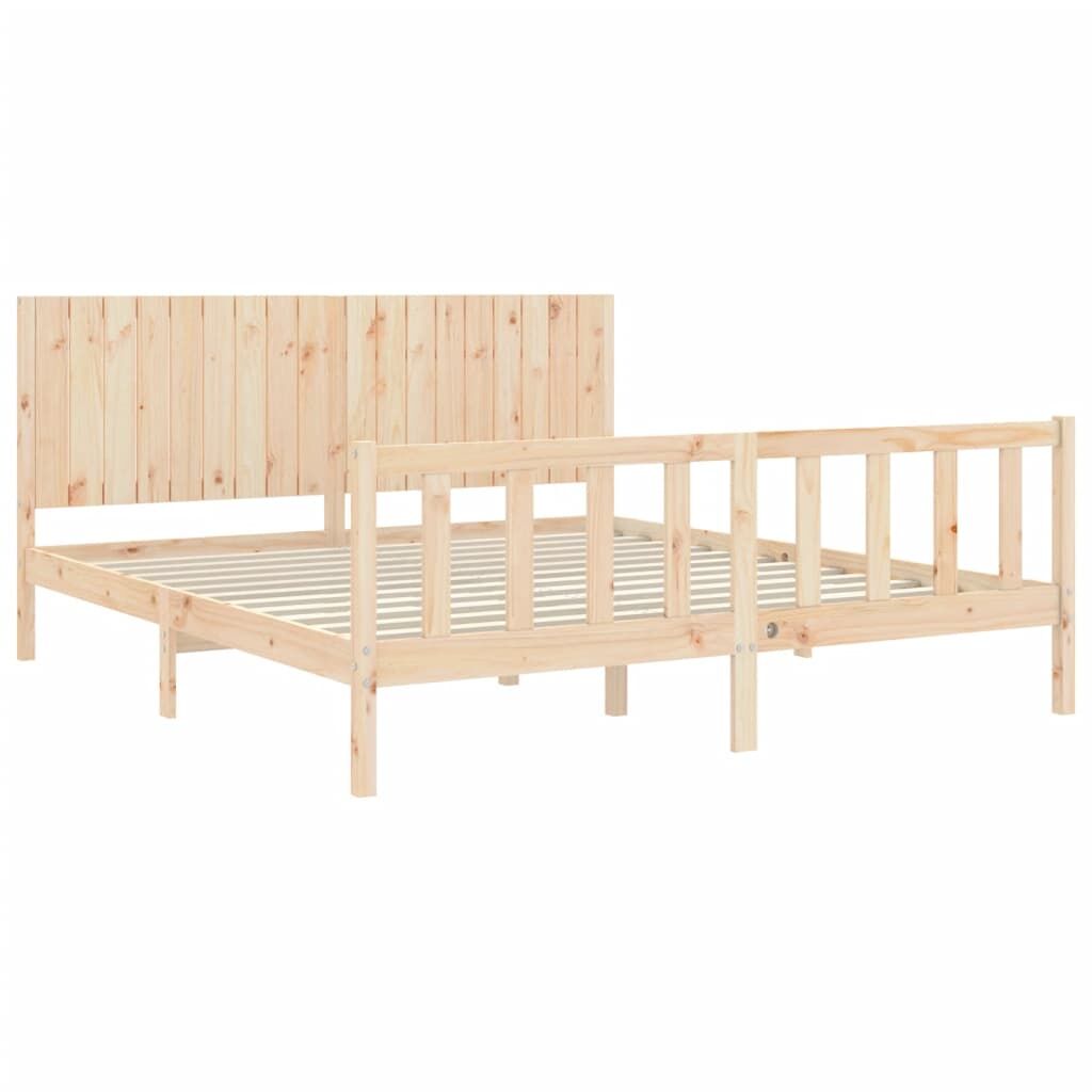 Bed Frame without Mattress 183x203 cm King Solid Wood Pine Price