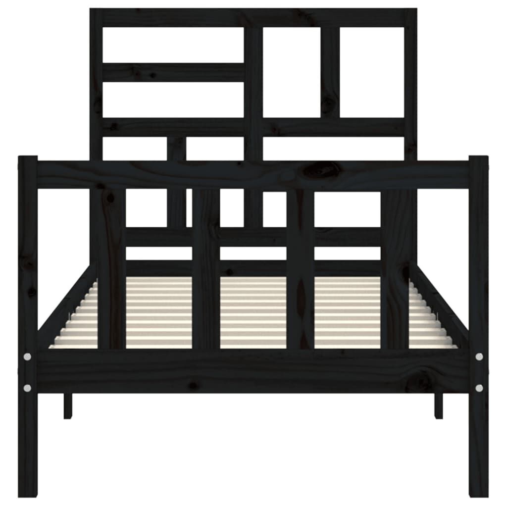 Bed Frame without Mattress Black 90x190 cm Solid Wood Pine Price