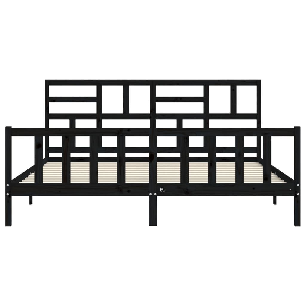 Bed Frame without Mattress Black 183x203 cm King Solid Wood Pine Price